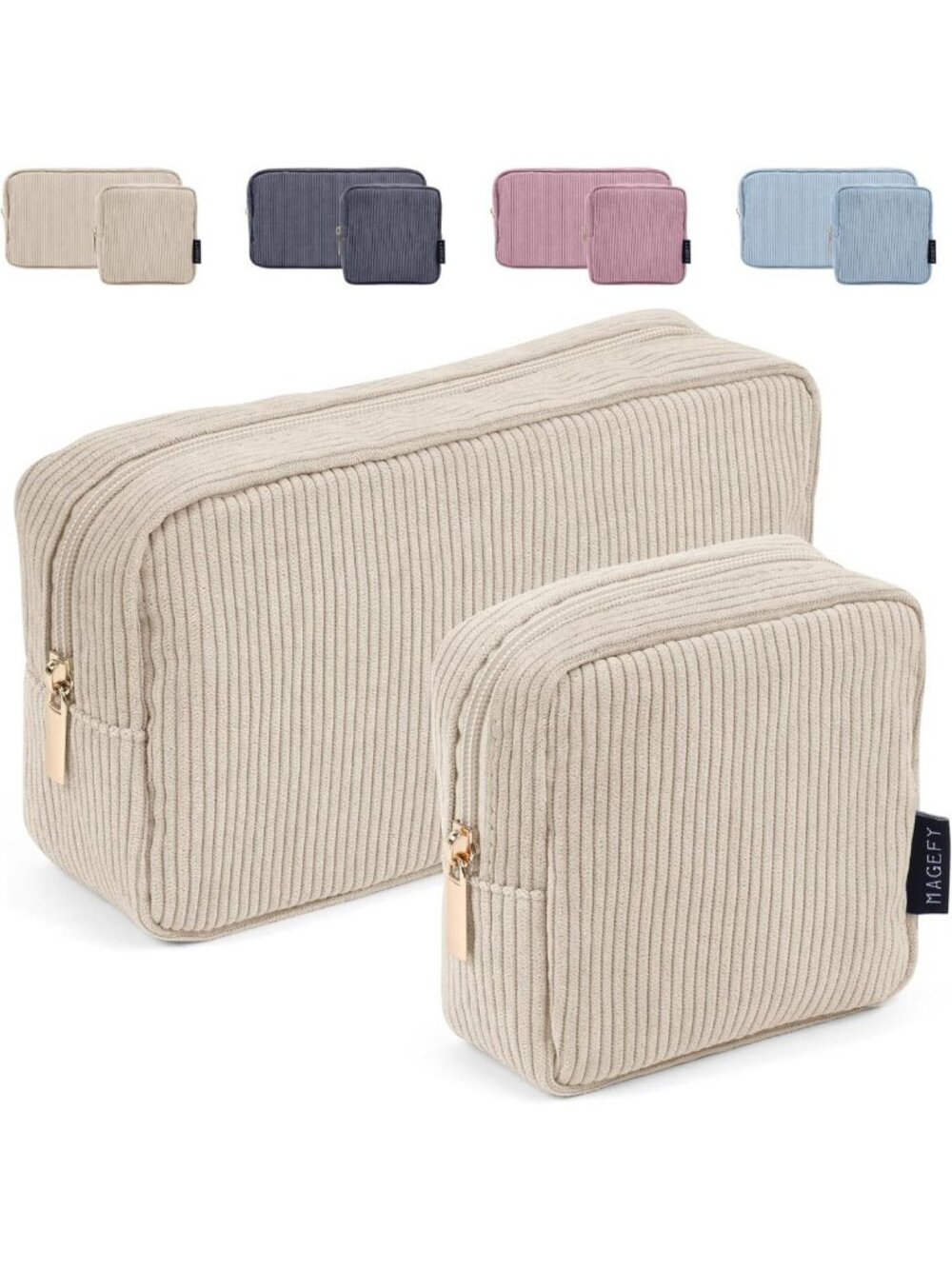 Cute Mini Makeup Bag for Purse - Corduroy Cosmetic Pouch with Slip-in Pockets